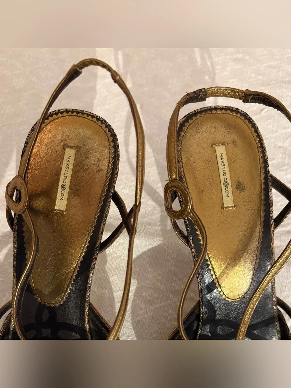 Vintage Max Studio Brocade Pointed Slingback Heels with Leather Soles